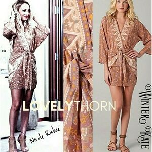 WINTER KATE // ltd ed boho-chic jaya 100% silk wrap dress rare